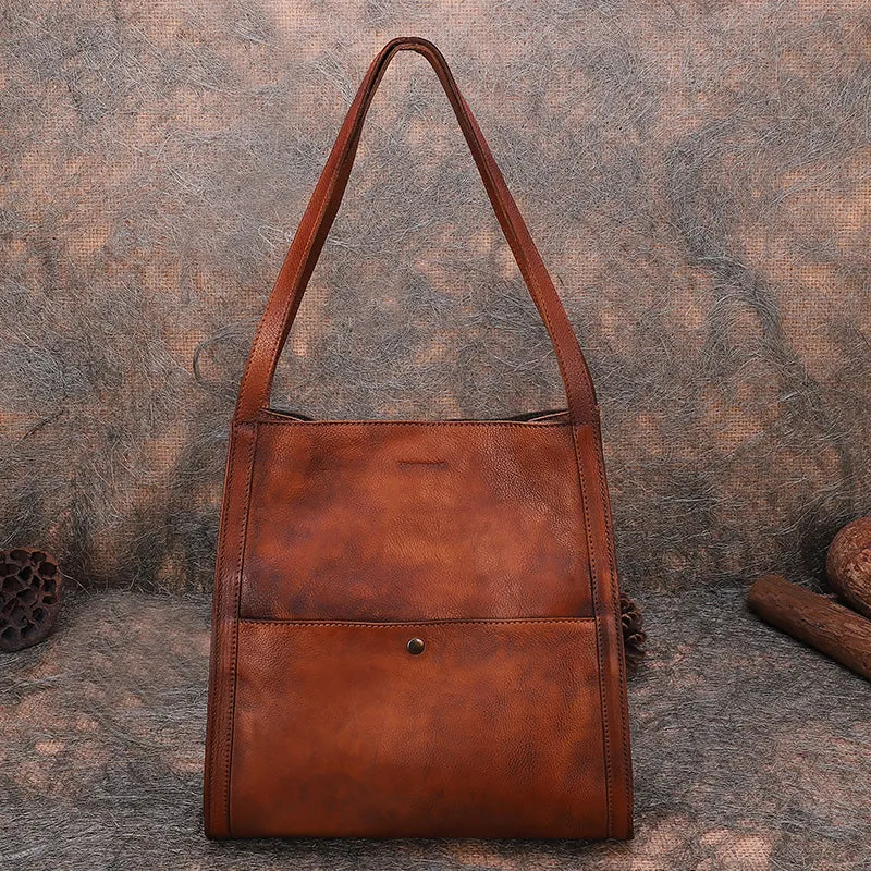 Best Leather Womens Square Totes Handbag Handmade Vintage Tote Shoulder Purse for Ladies
