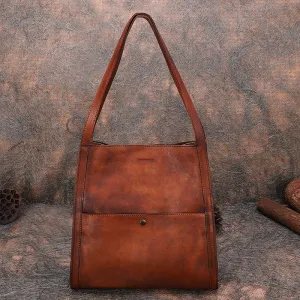 Best Leather Womens Square Totes Handbag Handmade Vintage Tote Shoulder Purse for Ladies