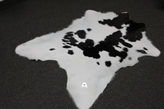 Black & White   Calfskin Rug Size 3ft x 3ft - Premium Quality Cowhide Rug