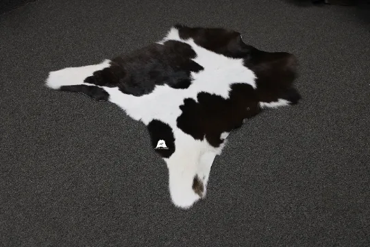 Black & White  Calfskin Rug Size 3ft x 3ft - Premium Quality Cowhide Rug