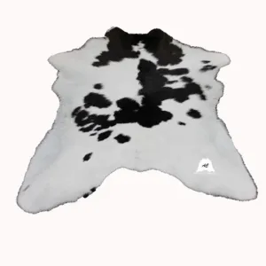 Black & White   Calfskin Rug Size 3ft x 3ft - Premium Quality Cowhide Rug