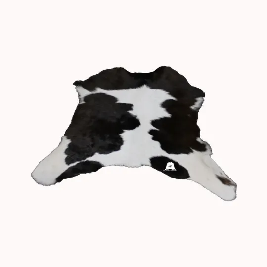 Black & White  Calfskin Rug Size 3ft x 3ft - Premium Quality Cowhide Rug