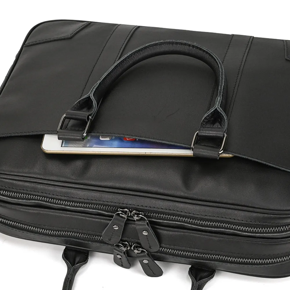 ﻿Black Invictus Leather Briefcase