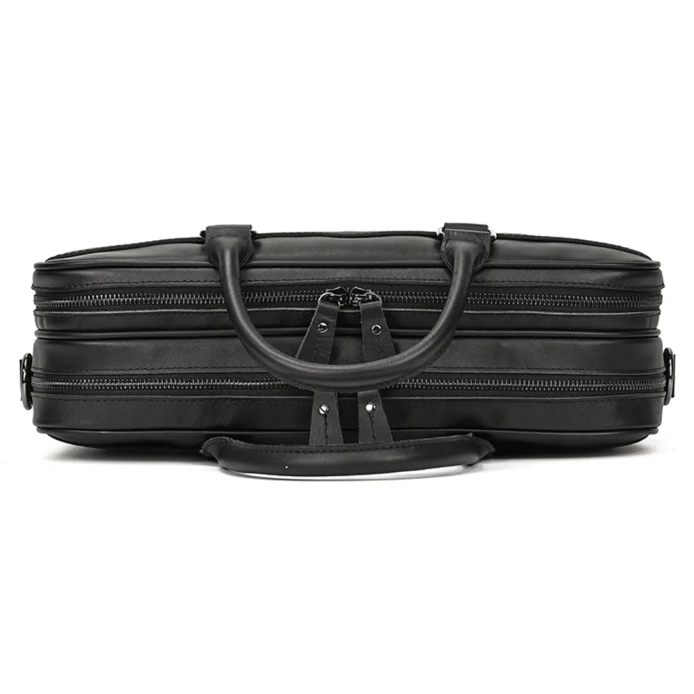 ﻿Black Invictus Leather Briefcase