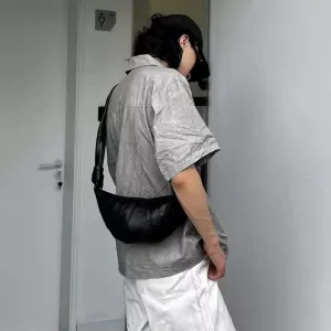 Black Leather Crossbody Shoulder Bag