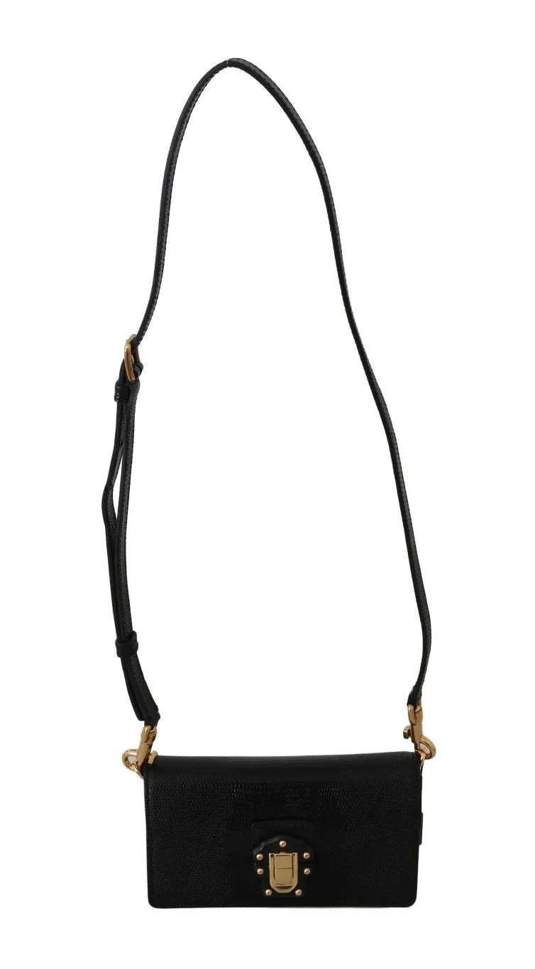 Black Leather LUCIA Hand Shoulder Messenger Purse