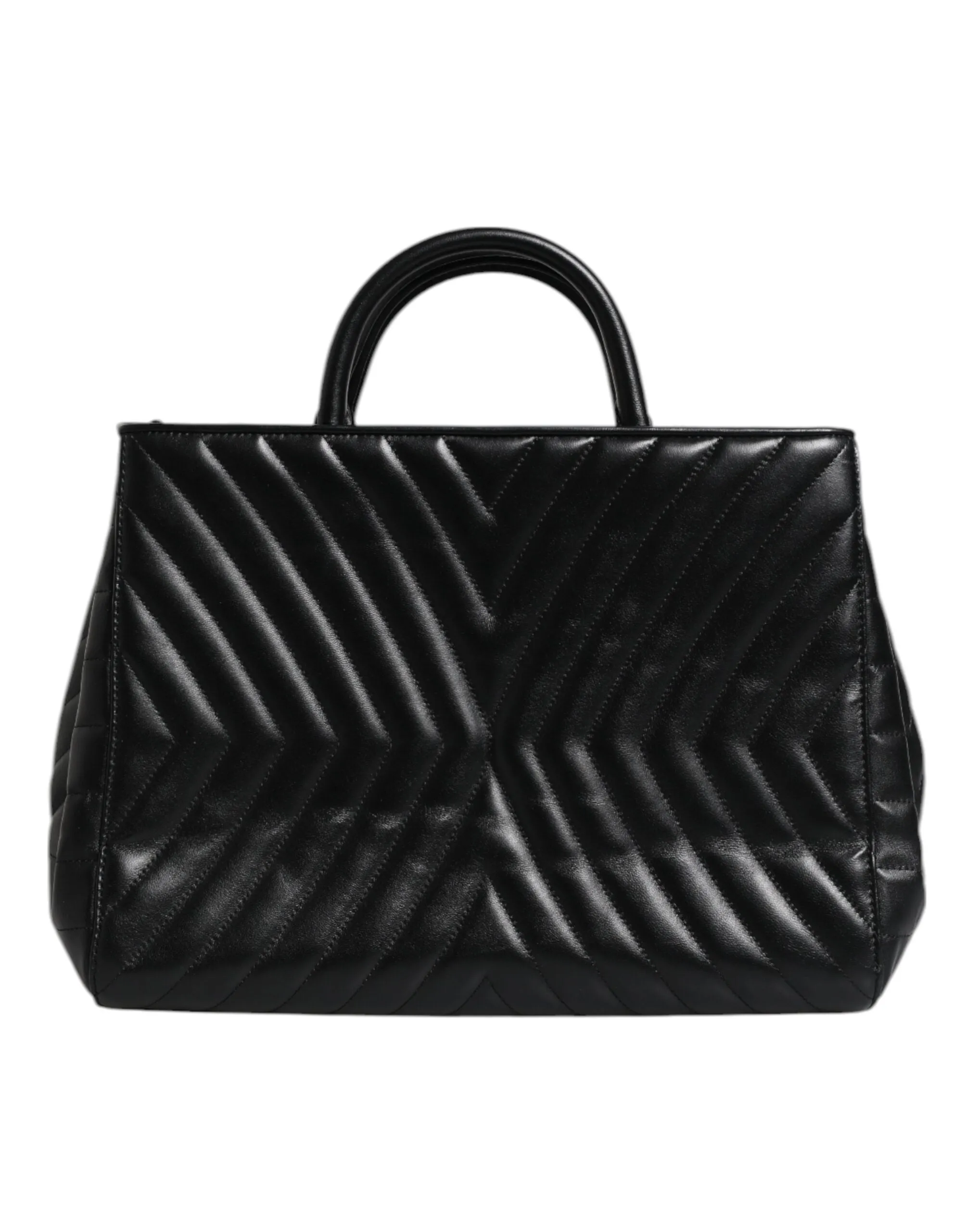 Black Logo Heart Quilted Crossbody Glam Tote Bag