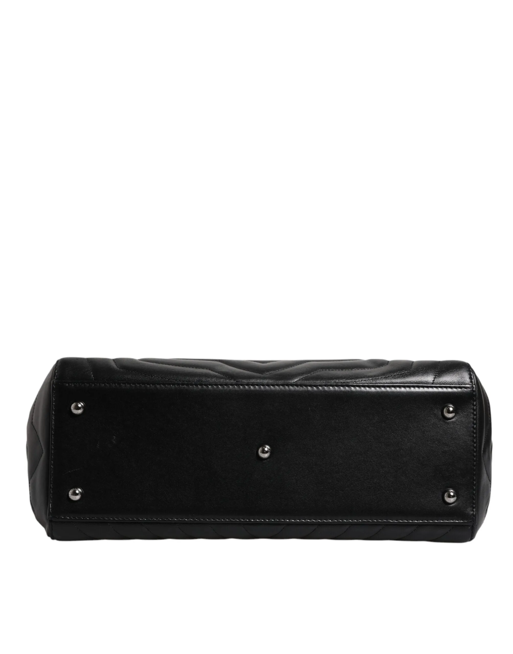 Black Logo Heart Quilted Crossbody Glam Tote Bag