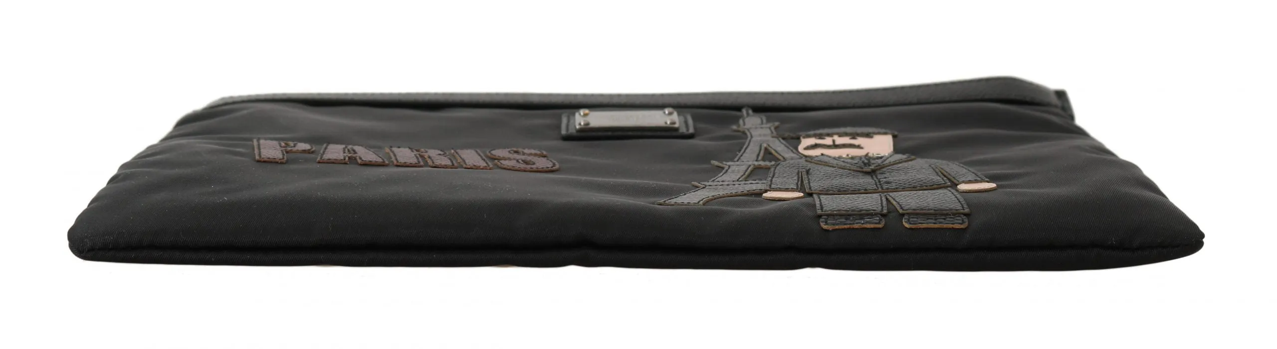 Black PARIS #dgfamily Canvas Leather Bag