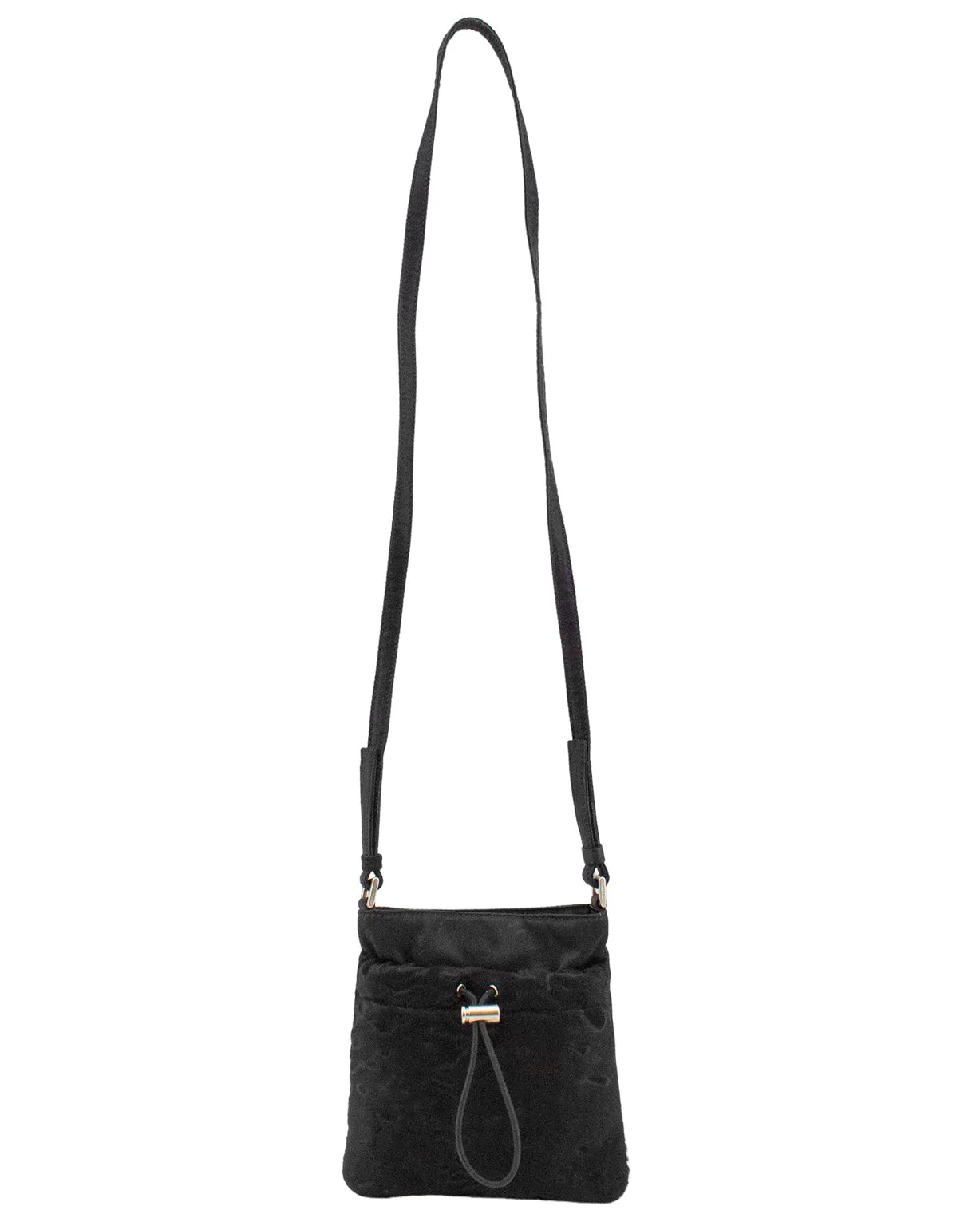 Black Satin and Pony Hair Mini Crossbody Bag