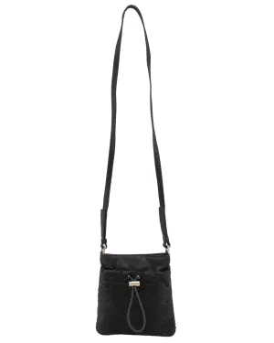 Black Satin and Pony Hair Mini Crossbody Bag