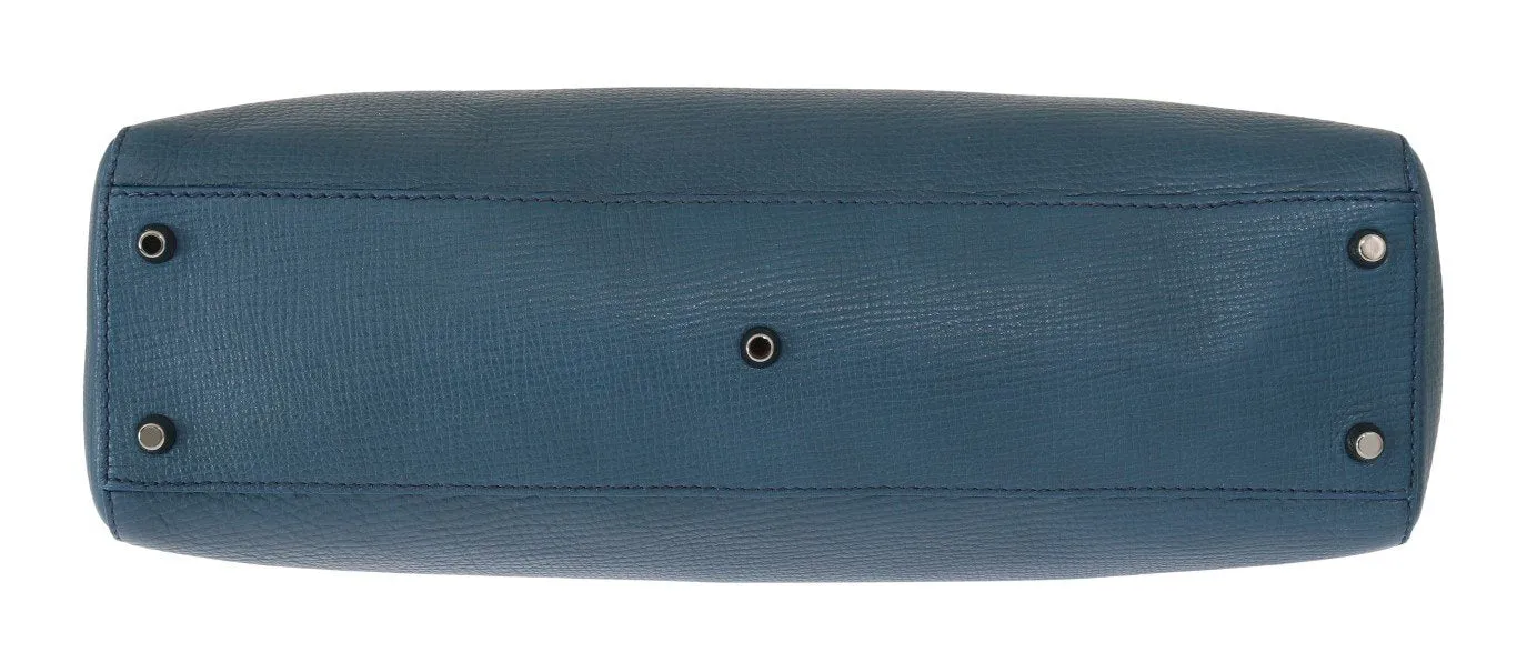 Blue Leather Portfolio Laptop Bag