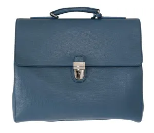 Blue Leather Portfolio Laptop Bag