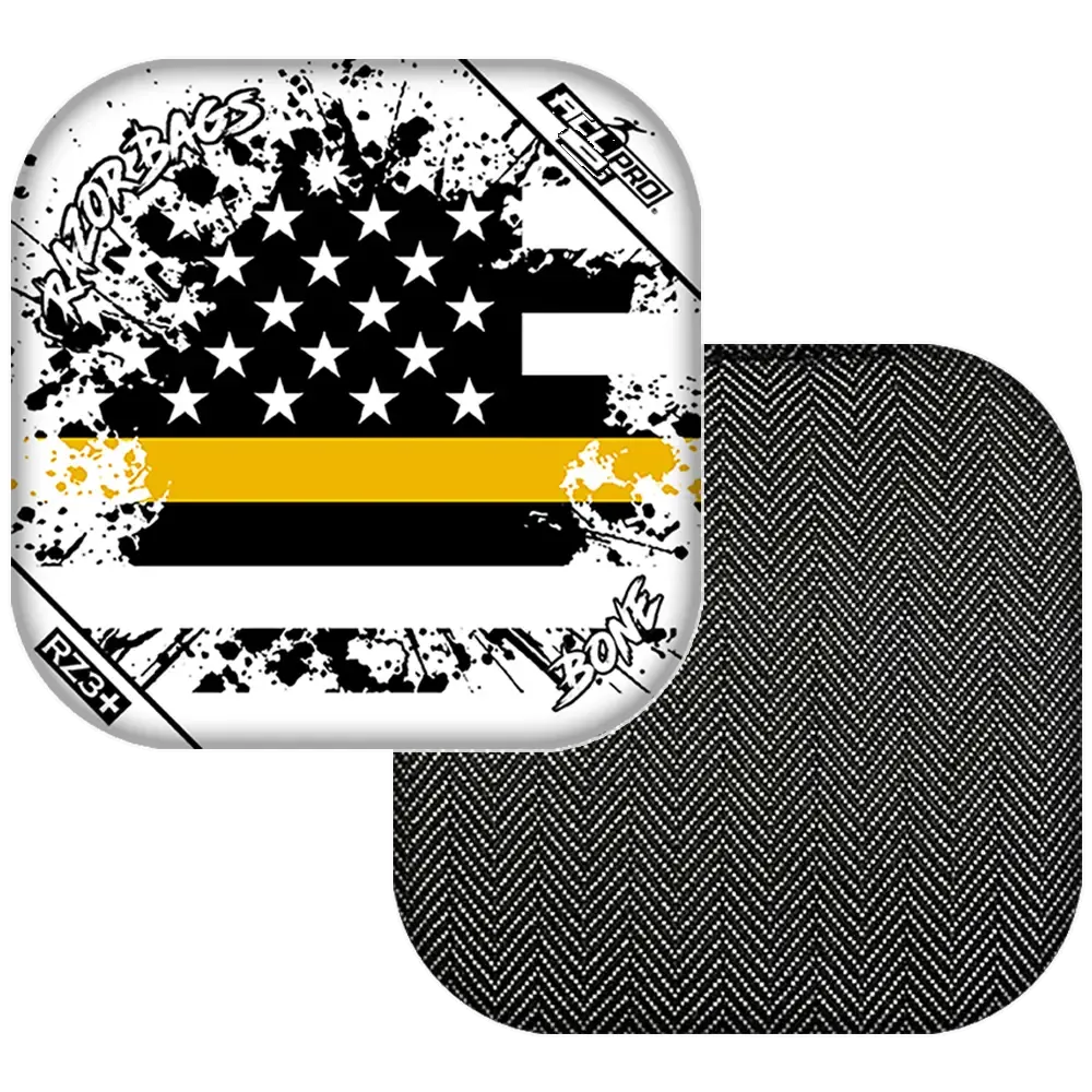 Bone | Gold Line Flag | ACL PRO Razor Cornhole Bags