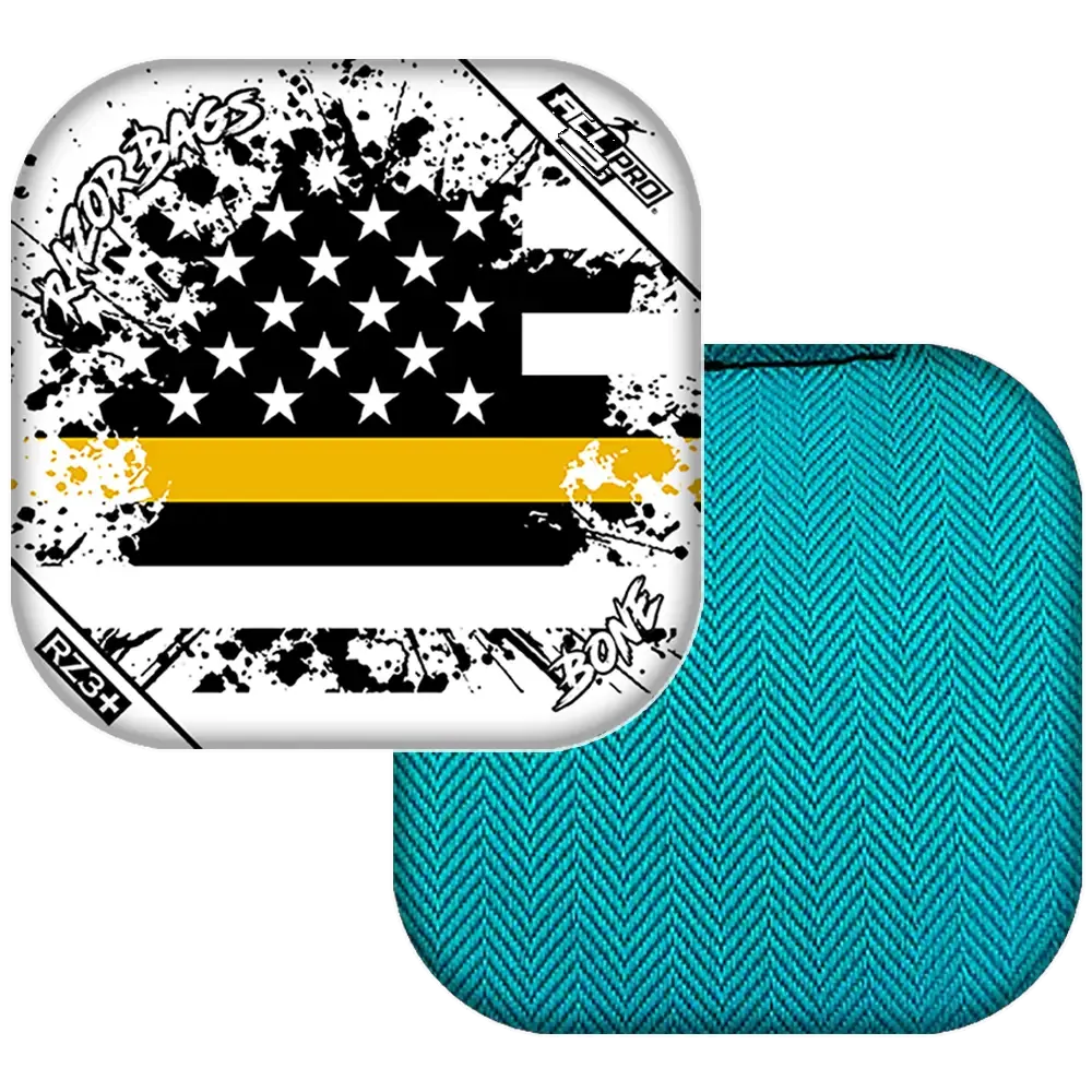 Bone | Gold Line Flag | ACL PRO Razor Cornhole Bags