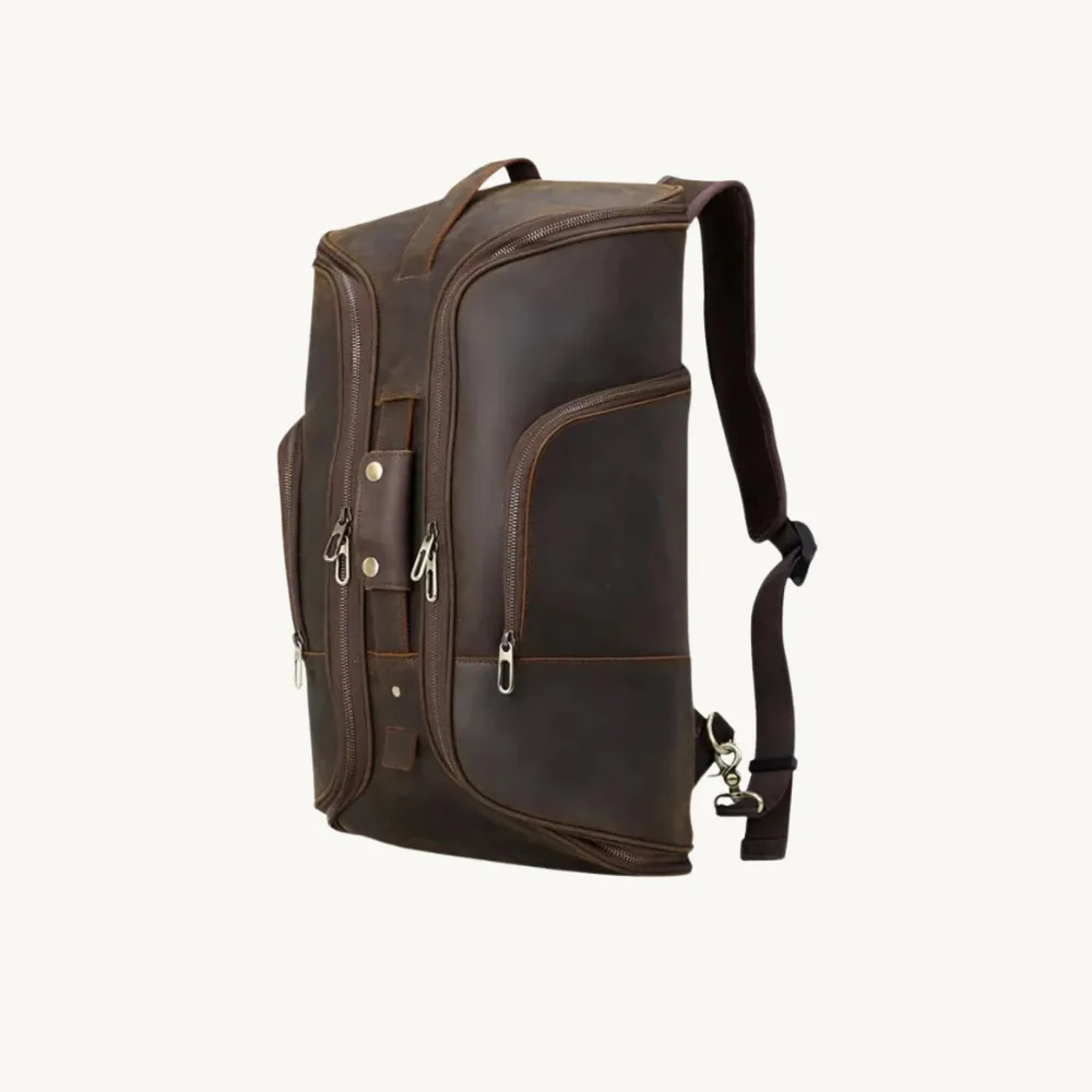 Brown Adventure Duffle Leather Backpack