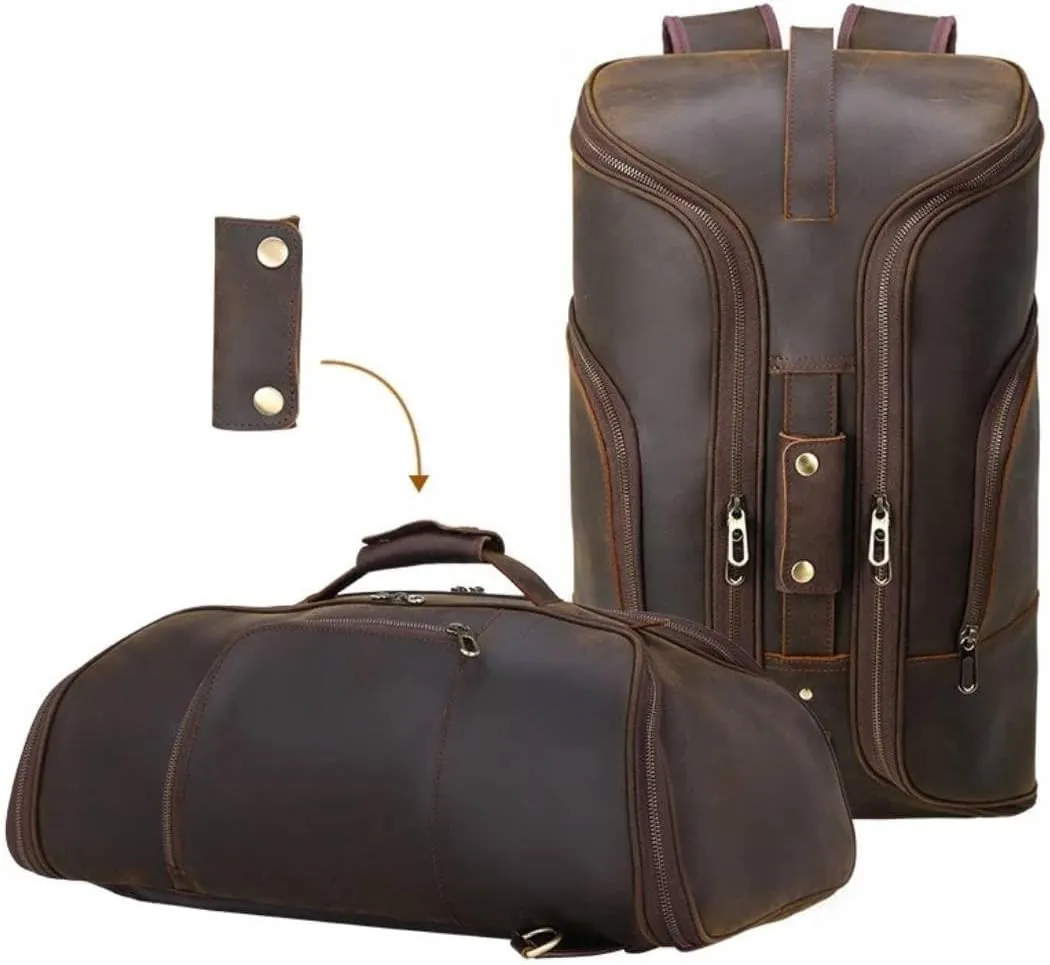 Brown Adventure Duffle Leather Backpack