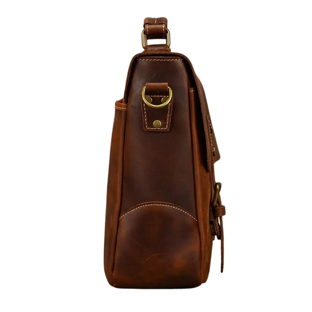 ﻿Brown Loop Leather Briefcase