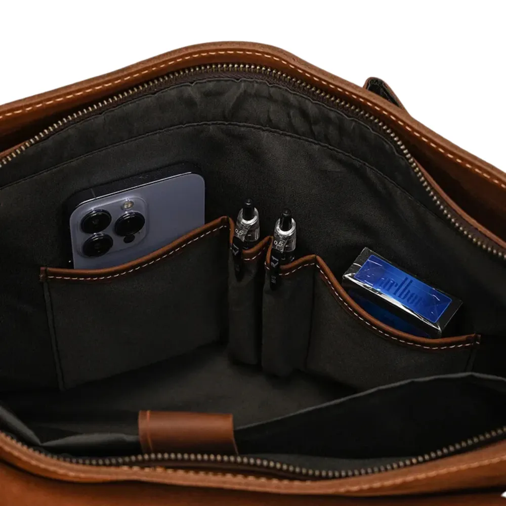 ﻿Brown Loop Leather Briefcase