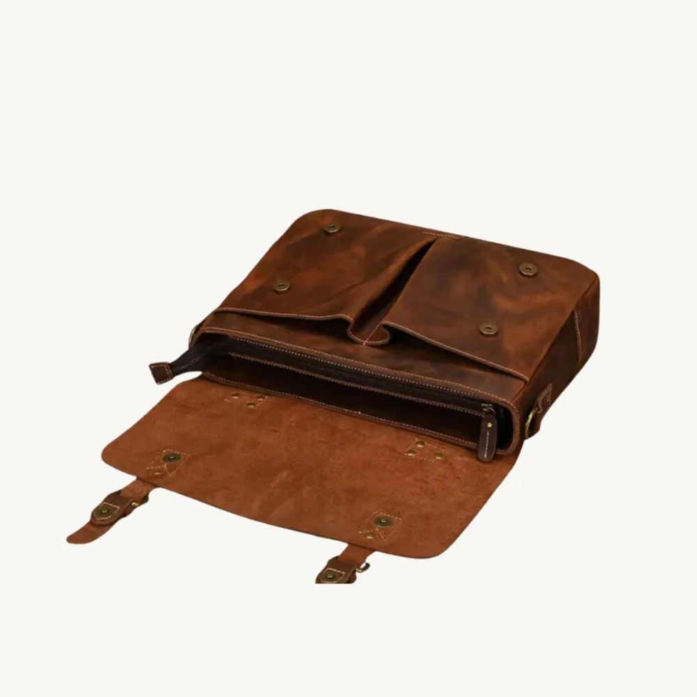 ﻿Brown Loop Leather Briefcase