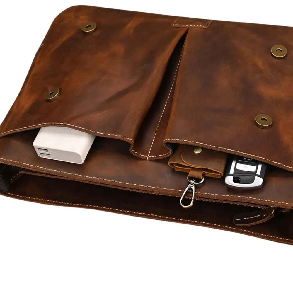 ﻿Brown Loop Leather Briefcase