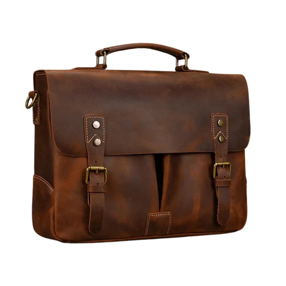 ﻿Brown Loop Leather Briefcase