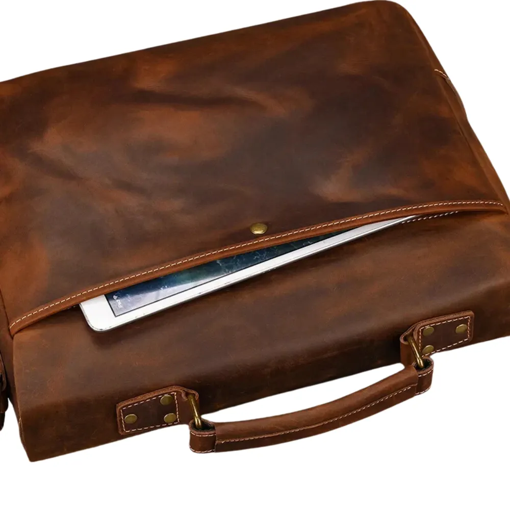 ﻿Brown Loop Leather Briefcase