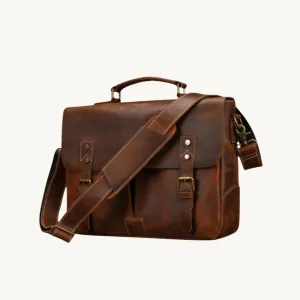 ﻿Brown Loop Leather Briefcase
