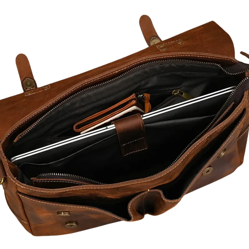 ﻿Brown Loop Leather Briefcase