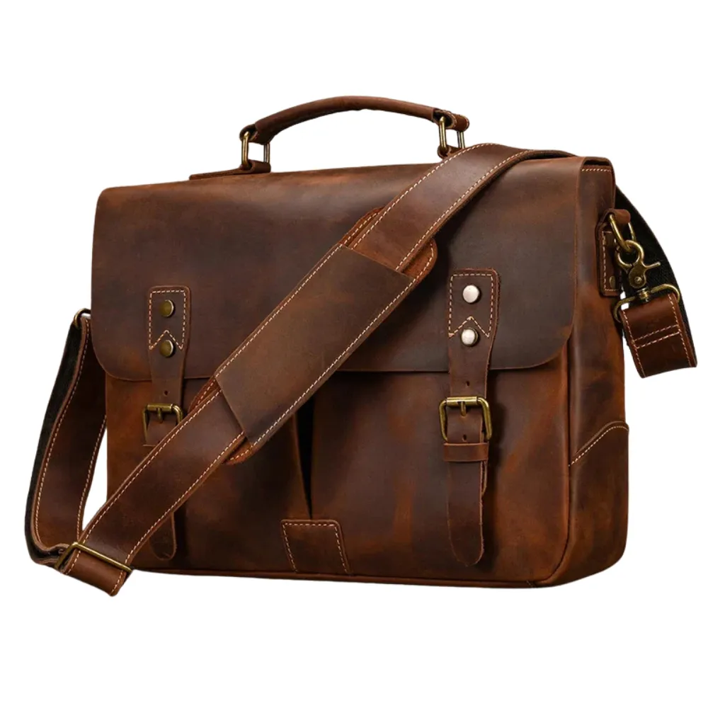 ﻿Brown Loop Leather Briefcase