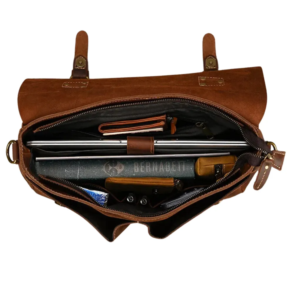 ﻿Brown Loop Leather Briefcase