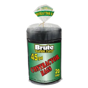 Brute Super Tuff Contractor Trash Bags, 45 Gallon, 20 Bags