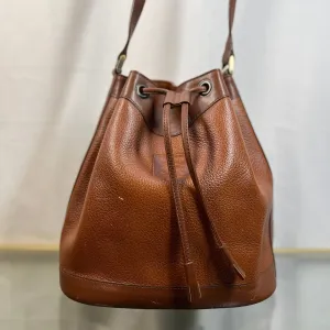 BURBERRYs Brown Grained Leather Vintage Drawstring Bucket Bag