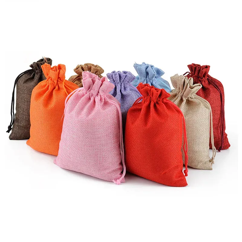 Burlap Jute Drawstring Bags Grey - 7 Sizes
