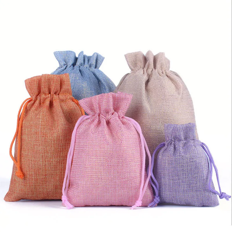 Burlap Jute Drawstring Bags Grey - 7 Sizes