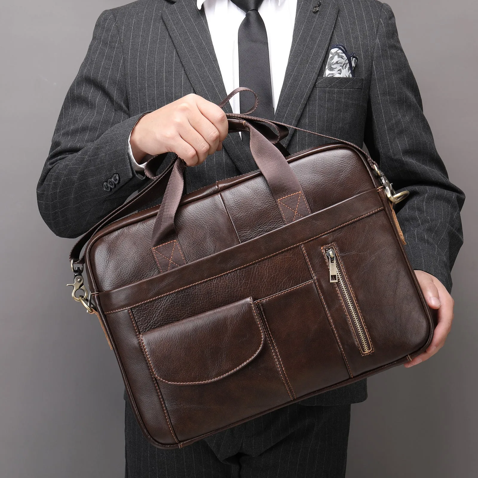 Business Men's Briefcase Leather Men's Bag Computer Bag