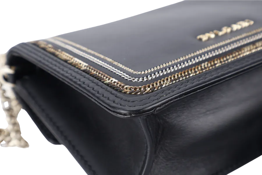 BVLGARI FOREVER SERPENTI DIAMOND BLAST SMALL BLACK LEATHER GOLD HARDWARE WITH CARD, DUST COVER AND BOX
