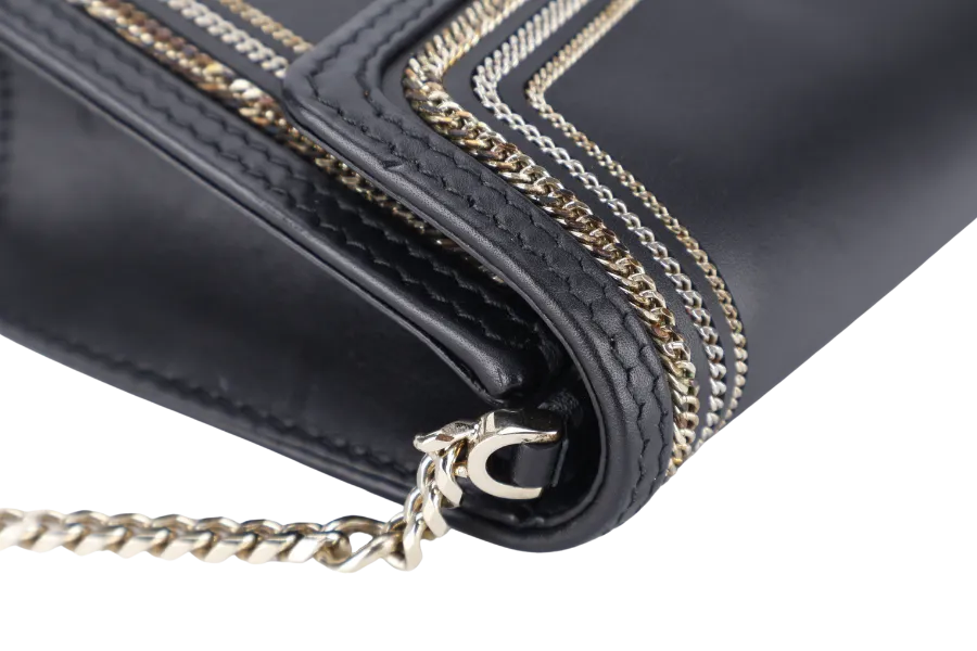 BVLGARI FOREVER SERPENTI DIAMOND BLAST SMALL BLACK LEATHER GOLD HARDWARE WITH CARD, DUST COVER AND BOX