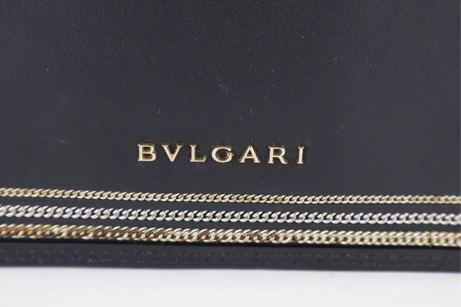 BVLGARI FOREVER SERPENTI DIAMOND BLAST SMALL BLACK LEATHER GOLD HARDWARE WITH CARD, DUST COVER AND BOX