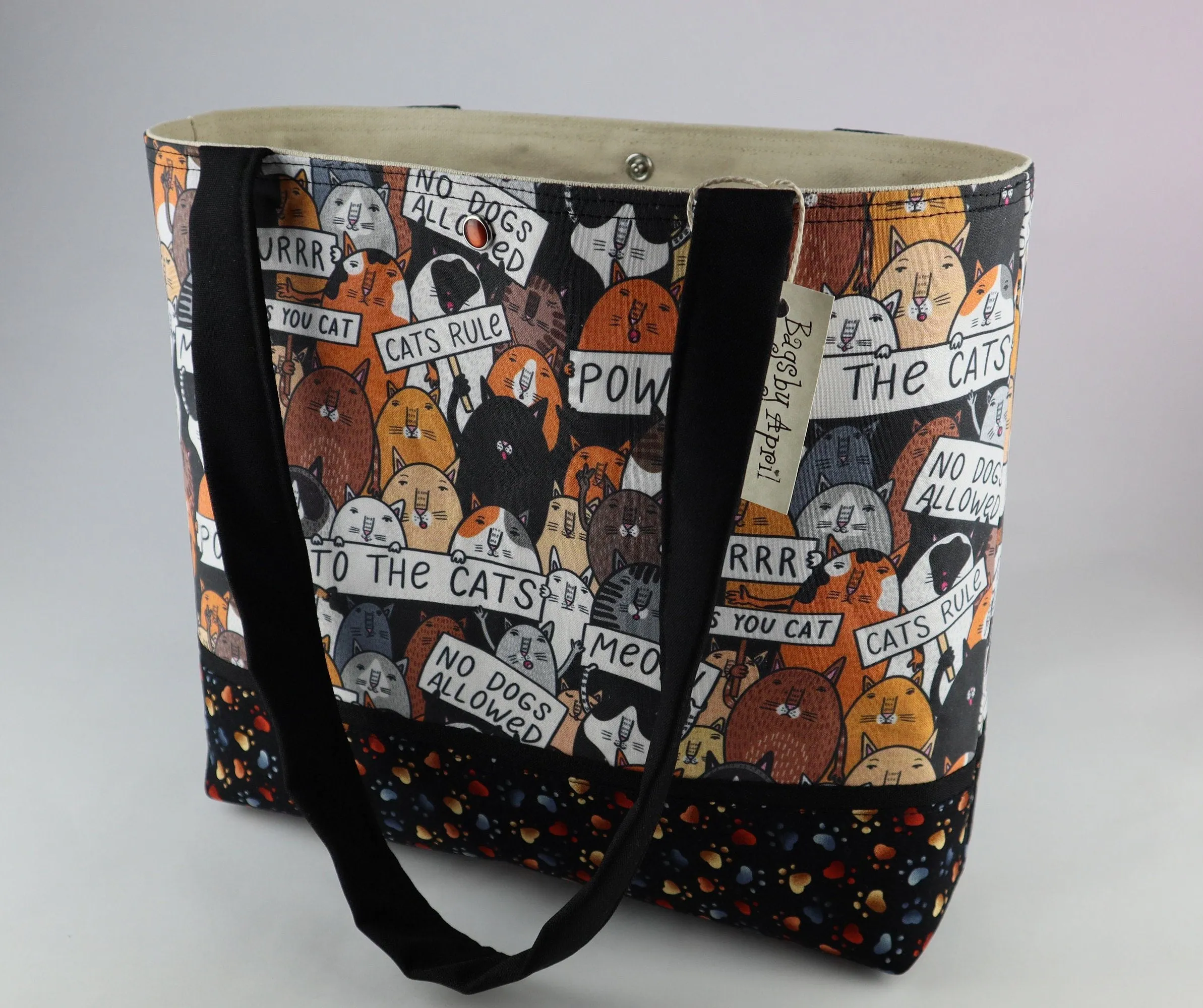 Cats Rule Shoulder Bag Cat Lover Purse Tote