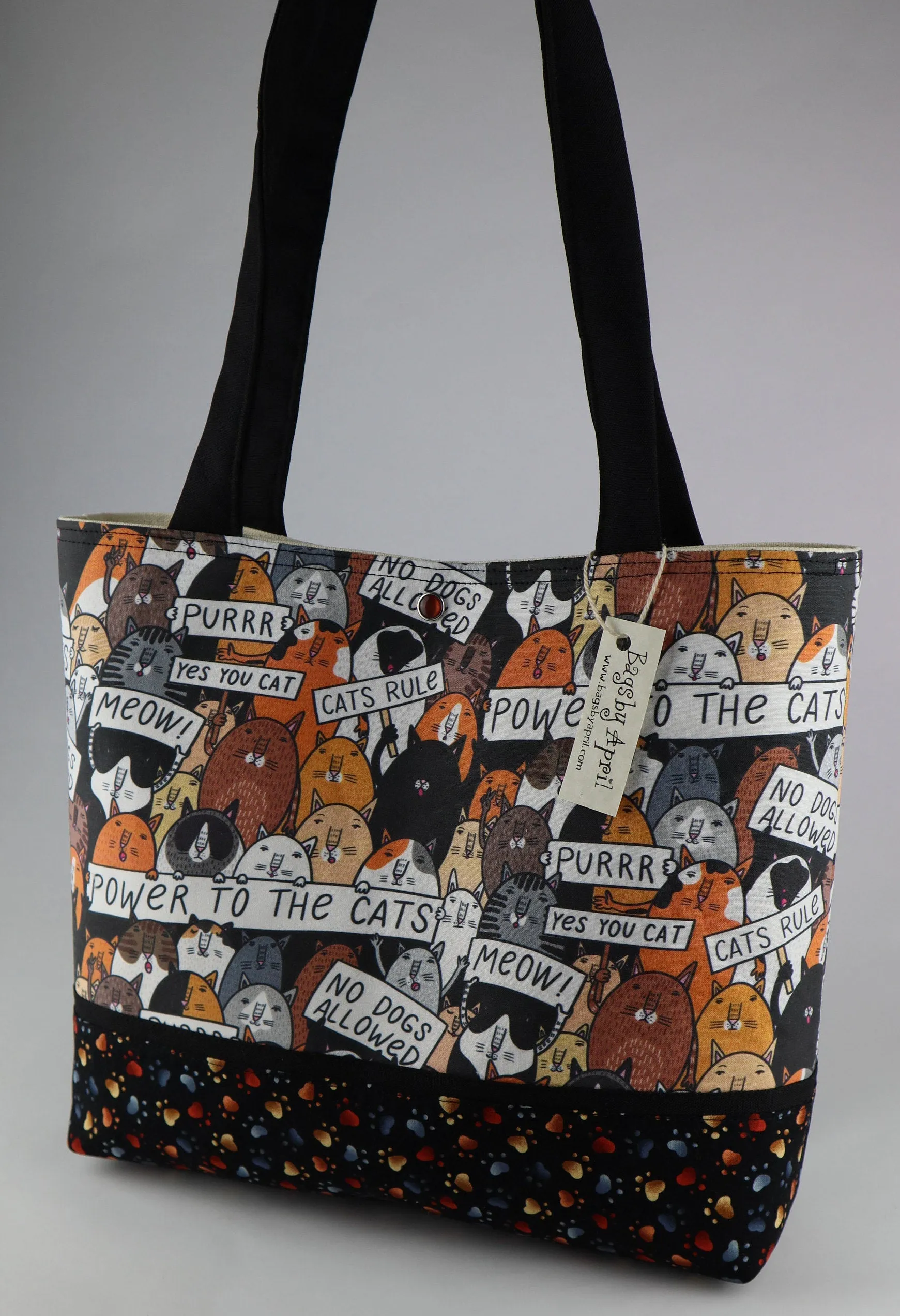 Cats Rule Shoulder Bag Cat Lover Purse Tote