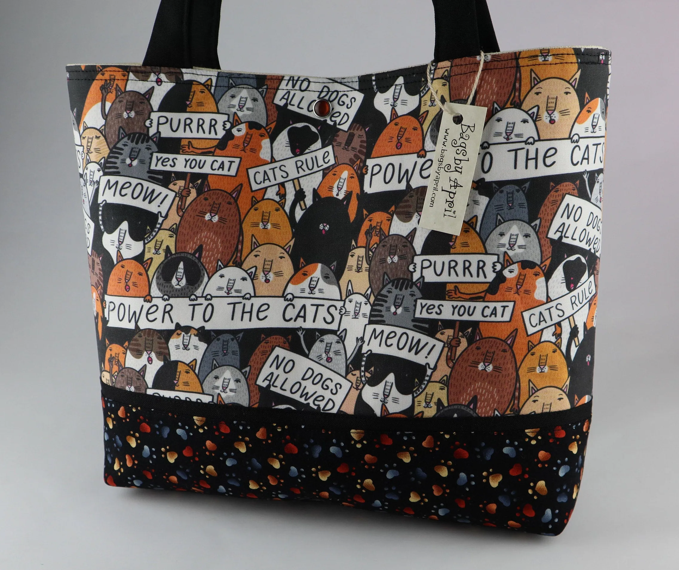 Cats Rule Shoulder Bag Cat Lover Purse Tote