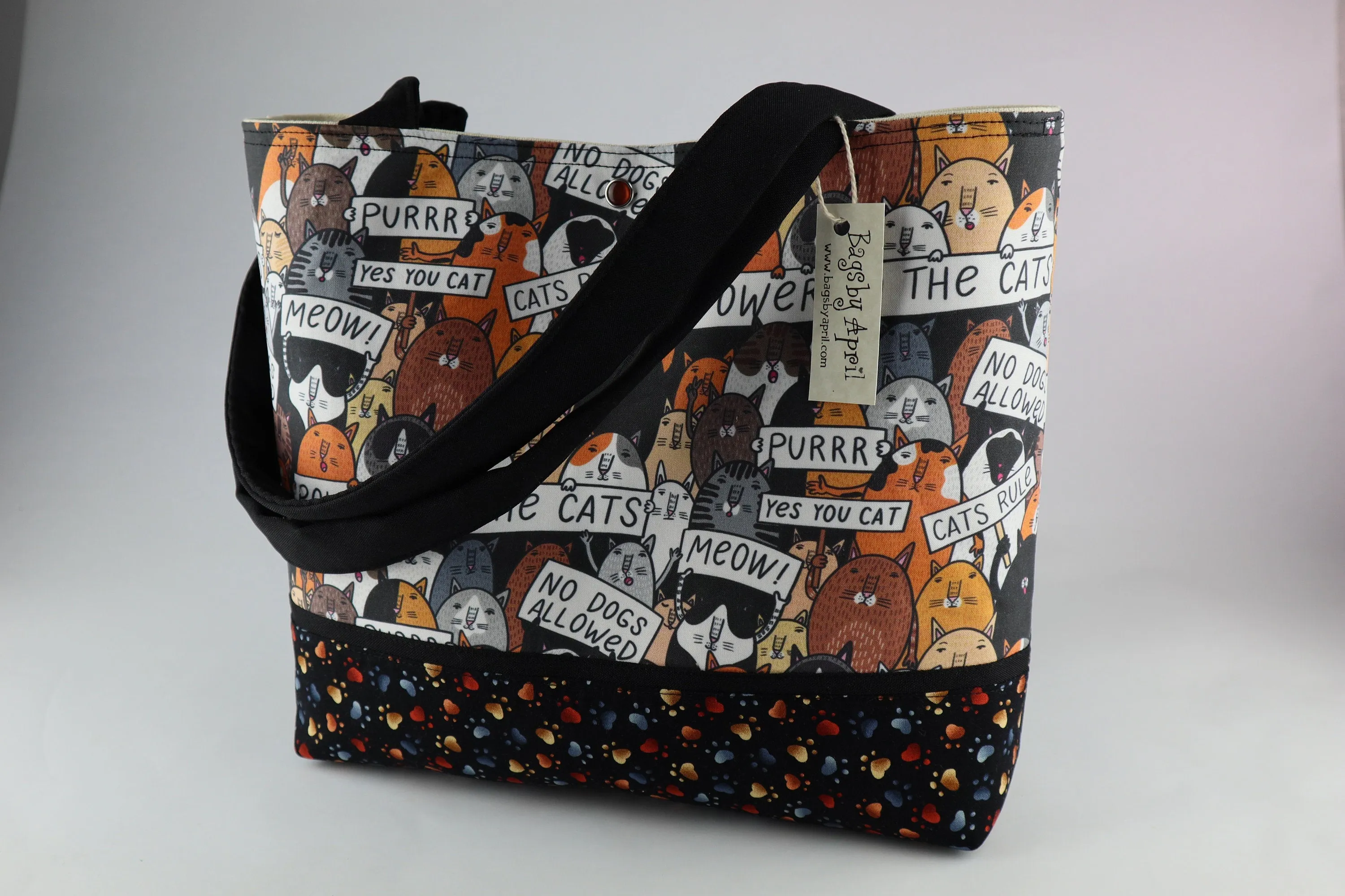 Cats Rule Shoulder Bag Cat Lover Purse Tote