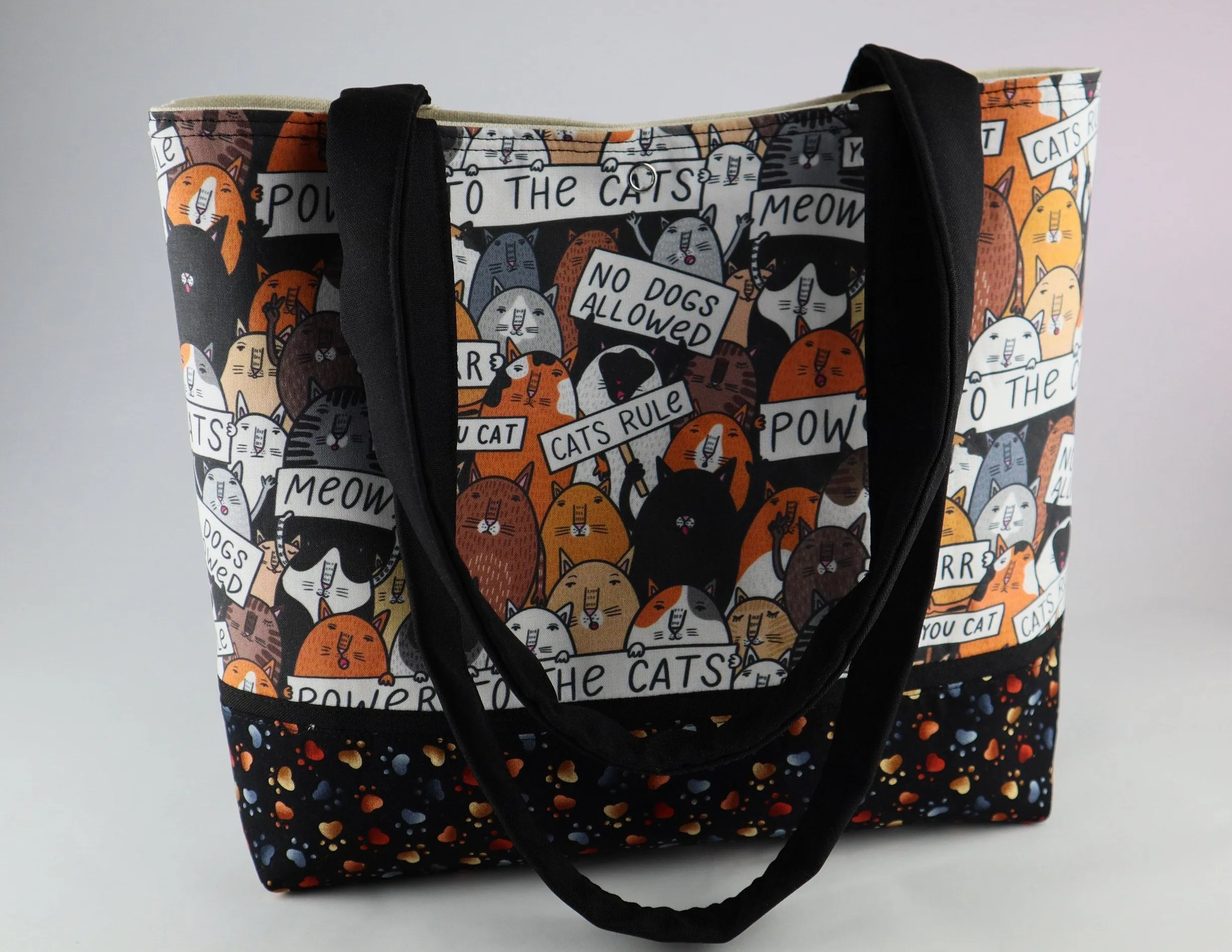 Cats Rule Shoulder Bag Cat Lover Purse Tote