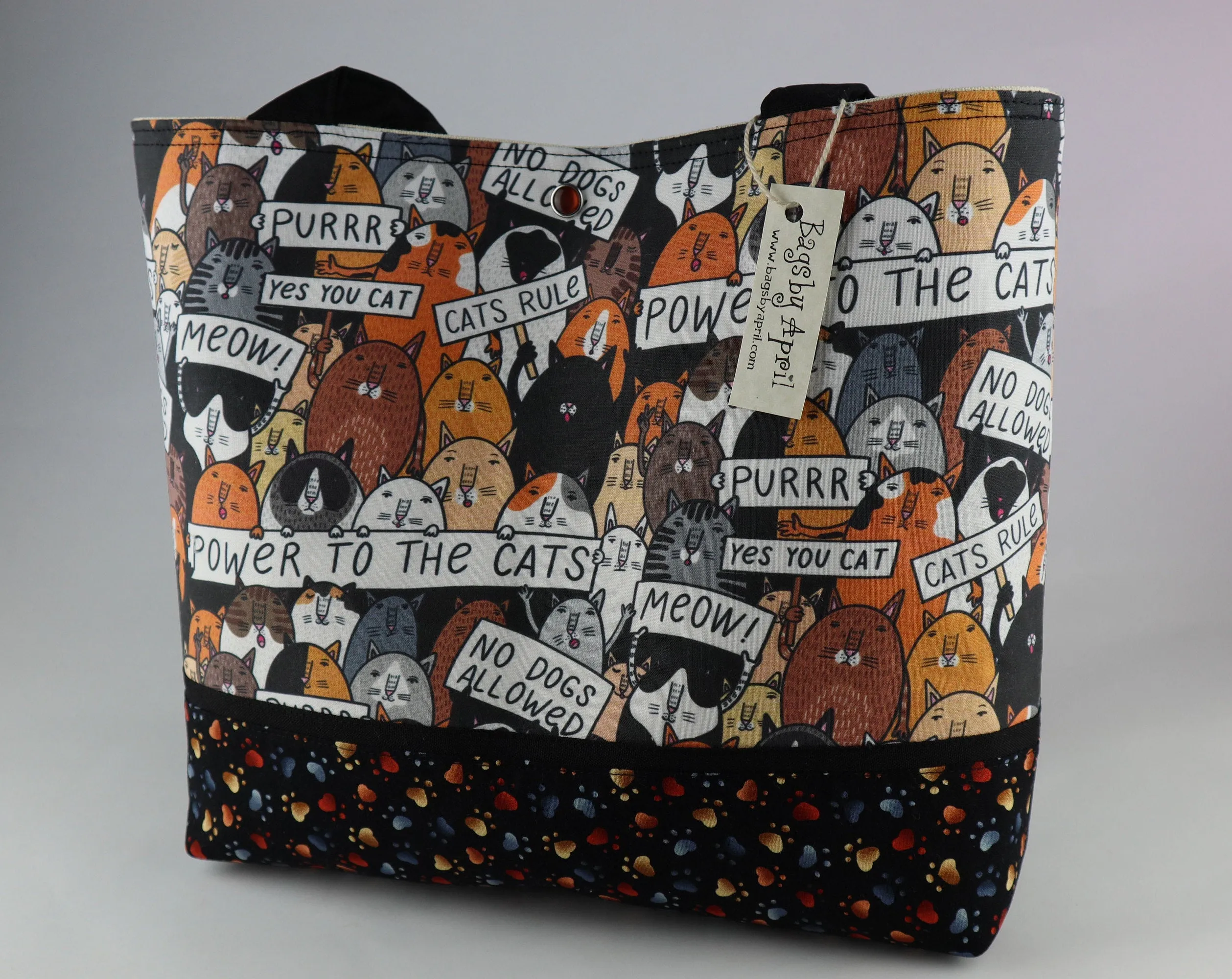 Cats Rule Shoulder Bag Cat Lover Purse Tote