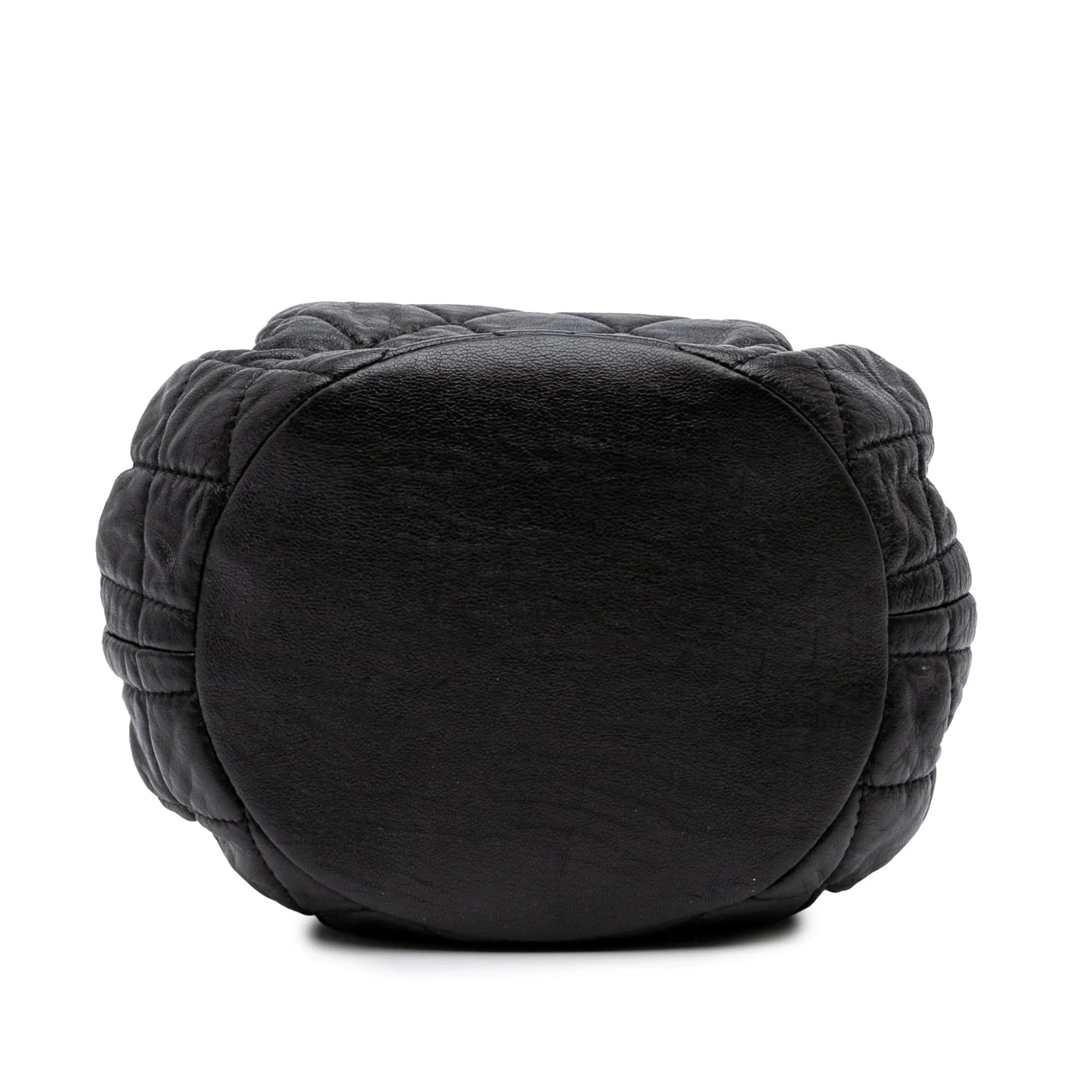 CC Quilted Lambskin Chain Drawstring Bucket Bag