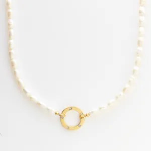 Celestial Star Set Clasp Pearl Necklace