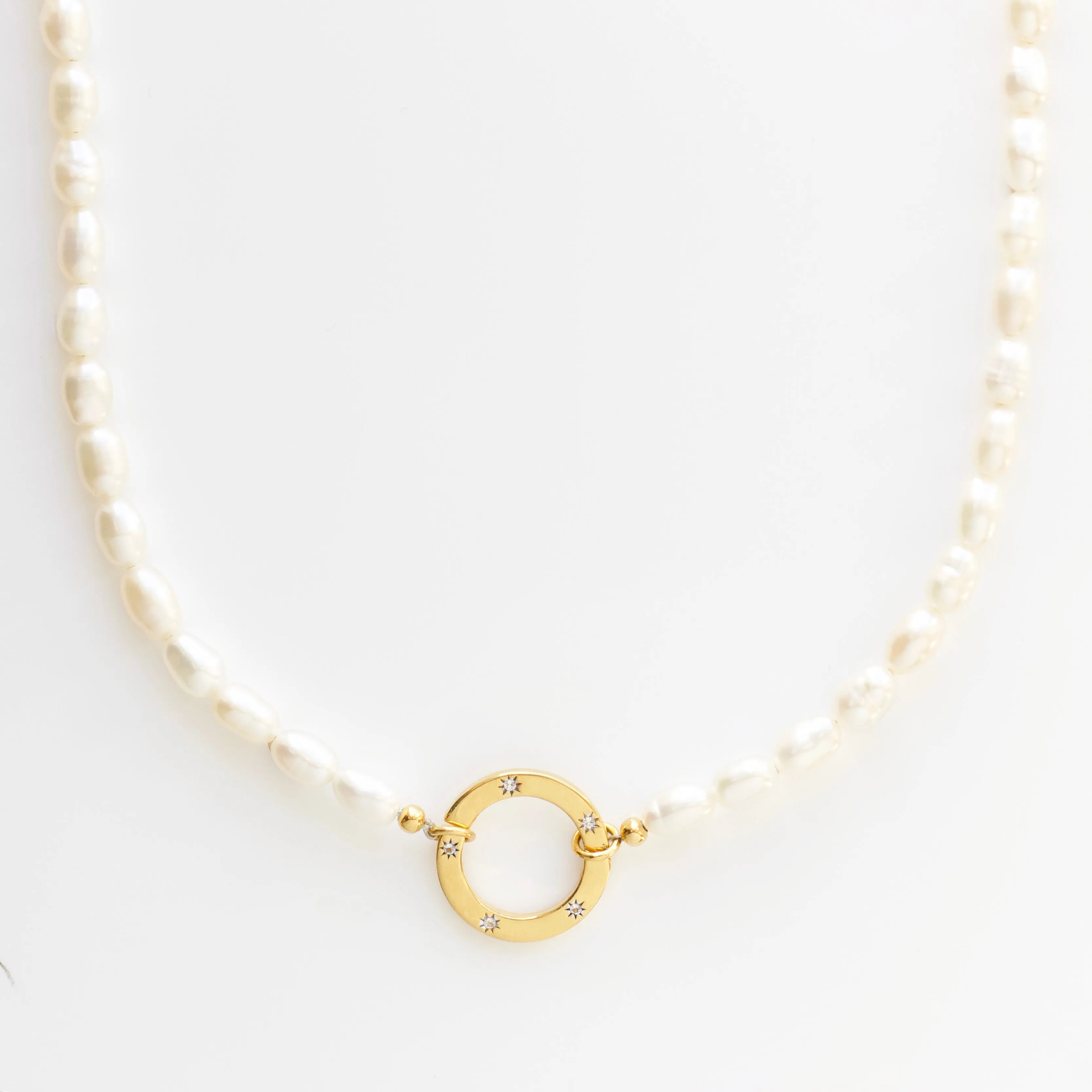 Celestial Star Set Clasp Pearl Necklace