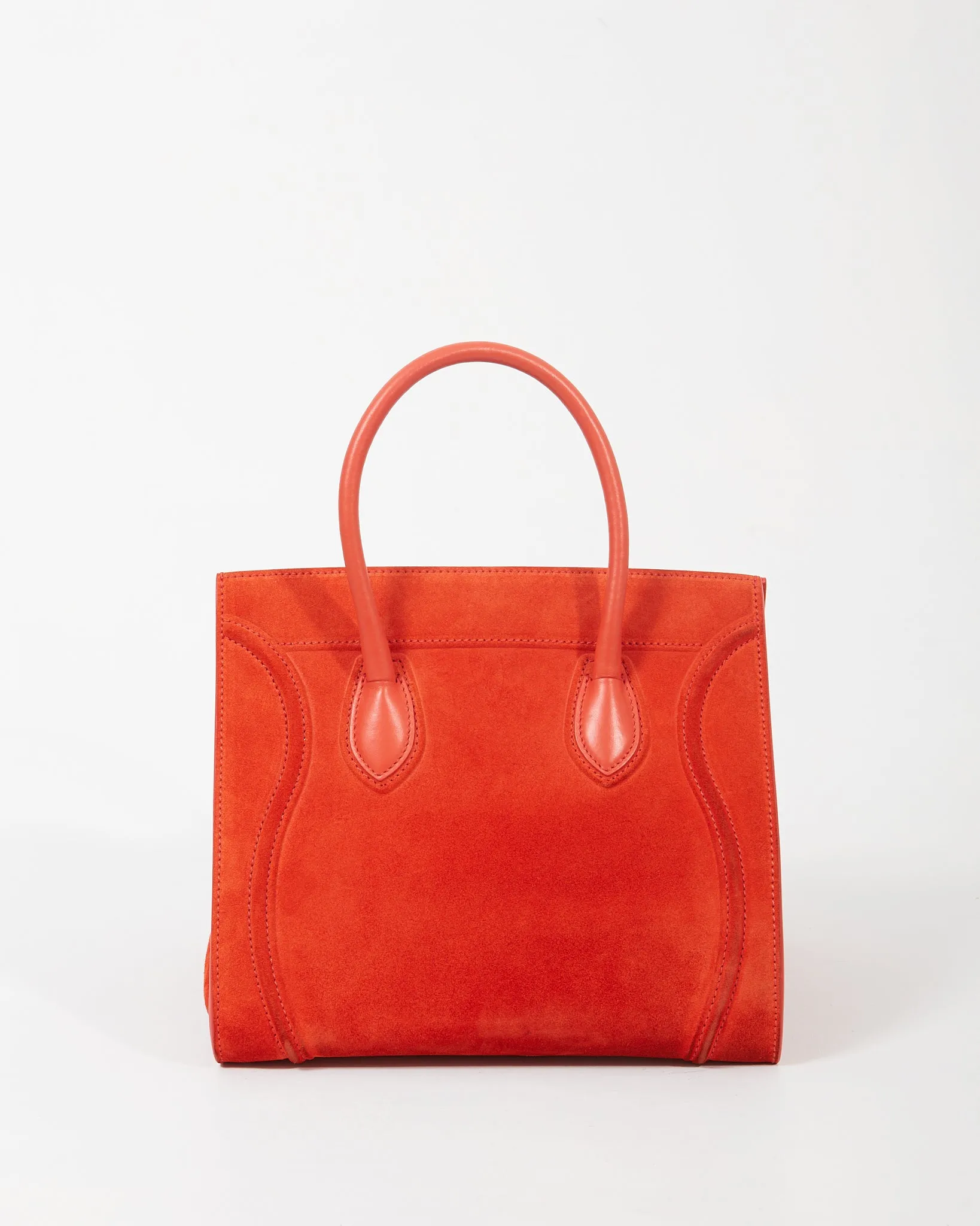 Celine Orange Suede Medium Luggage Phantom Bag