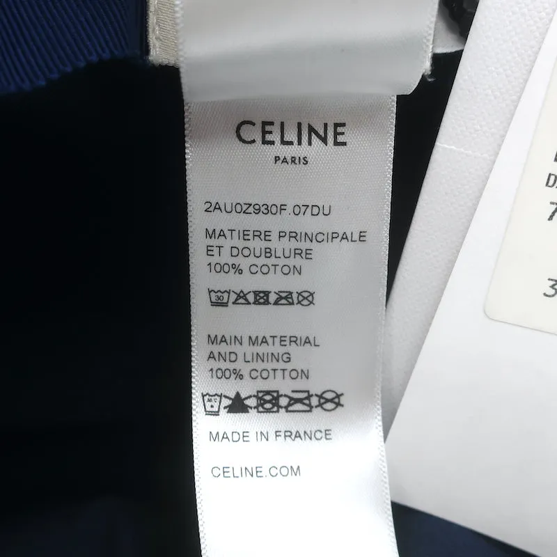 Celine Triomphe Frayed Rigid Denim Bucket Hat Dark Union Wash Size Medium NEW
